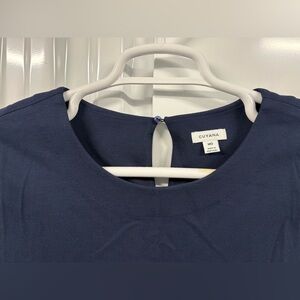 Cuyana navy blue MEDIUM ponte shirtdress cap sleeves casual soft